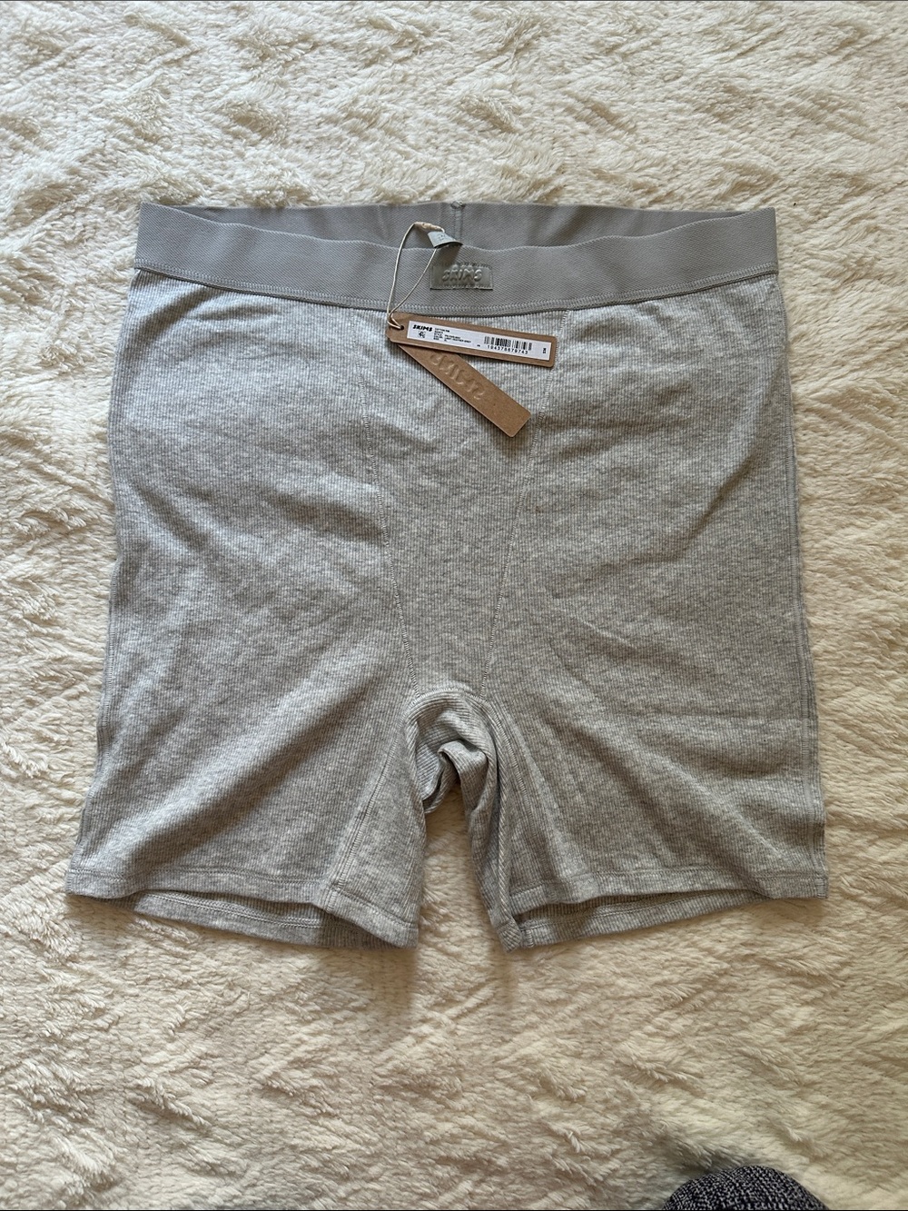 SKIMS Light Heather Grey Cotton Rib Boxer